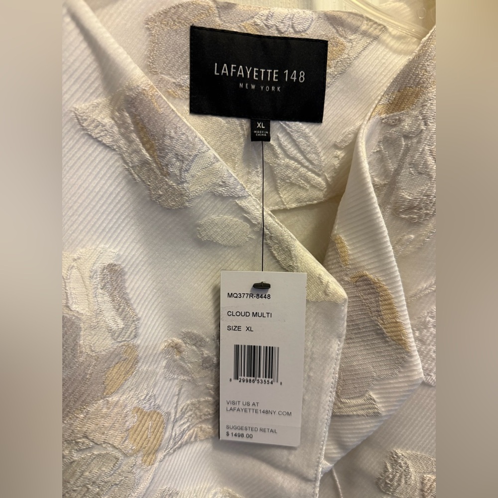 Lafayette 148 Jacquard Topper Coat, XL, Cloud Multi, NWT - Picture 3 of 9